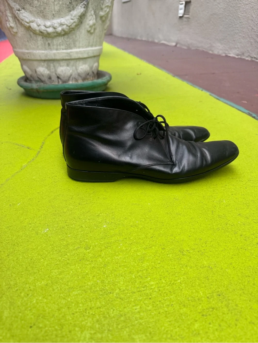 Prada Sport Black Leather Chukka Boots US 10 EU 44 Made In Italy